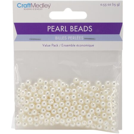 Craft Medley 256 Piece Acrylic Pearl Beads, 5mm, Ivory - Image 2